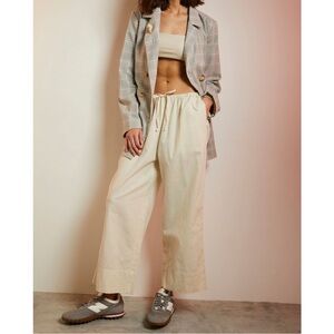 Free People Livin' In It Cotton-Linen Pants Size M in Cream White